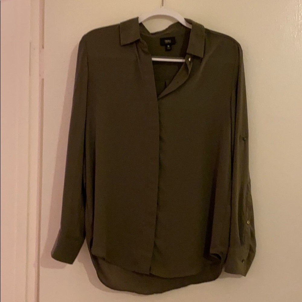 Olive Green Button-Down Blouse